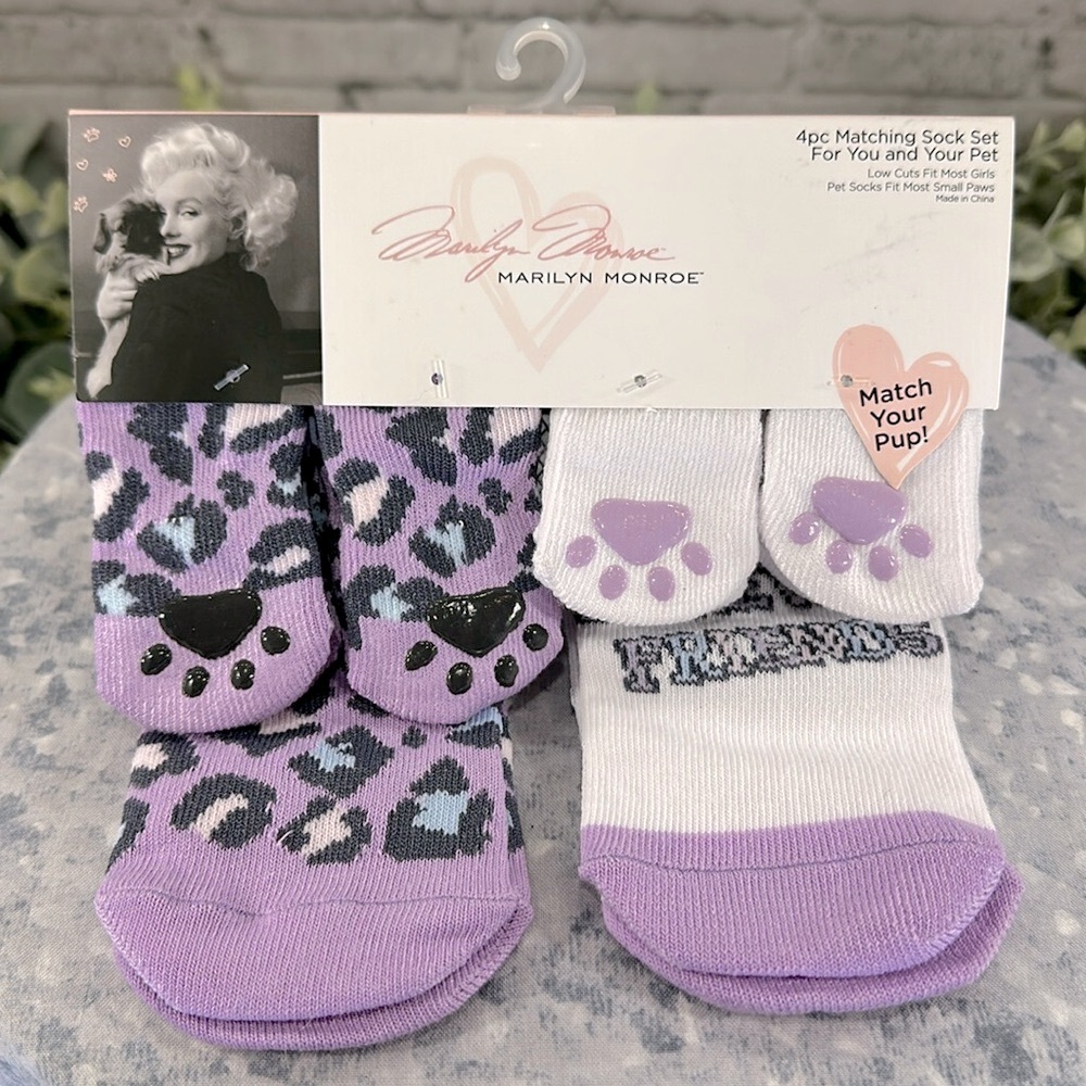 Marilyn Monroe 4 pc Matching Sock Set for You and Your Pet - Small Paws 💜NWT